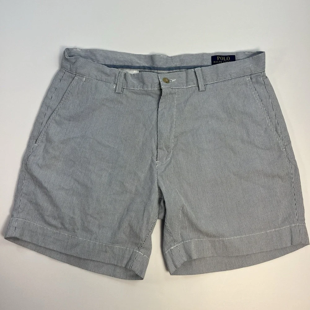 Polo Ralph Lauren Shorts Mens Size 34 Blue White Striped Classic Fit Chino 6